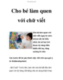 Cho bé làm quen với chữ viết