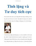 Tĩnh lặng và Tư duy tích cực