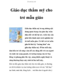 Giáo dục thẩm mỹ cho trẻ mẫu giáo