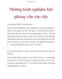 Những kinh nghiệm khi phỏng vấn xin việc