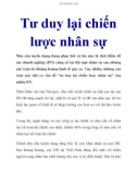 Tư duy lại chiến lược nhân sự