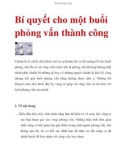 Bí quyết cho một buổi phỏng vấn thành công