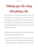 Những quy tắc vàng khi phỏng vấn