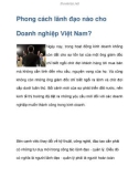 Phong cách lãnh đạo nào cho Doanh nghiệp Việt Nam?