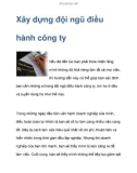 Xây dựng đội ngũ điều hành trong công ty