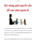 Kỹ năng giải quyết vấn đề của nhà quản lý