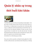 Quản lý nhân sự trong thời buổi khó khăn