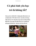 Có phải tình yêu học trò là không tốt?