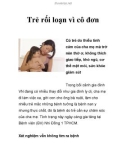 Trẻ rối loạn vì cô đơn