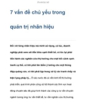 7 vấn đề chủ yếu trong quản trị nhãn hiệu