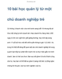 10 bài học quản lý từ các chủ doanh nghiệp trẻ