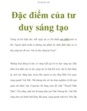 Đặc điểm của tư duy sáng tạo