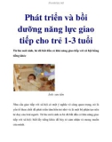 Phát triển và bồi dưỡng năng lực giao tiếp cho trẻ 1-3 tuổi