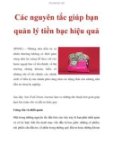 Các nguyên tắc giúp bạn quản lý tiền bạc hiệu quả hơn