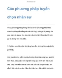 Một số phương pháp tuyển chọn nhân sự