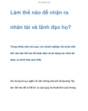 Làm thế nào để nhận ra nhân tài và lãnh đạo họ?