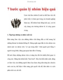 7 bước quản lý nhóm hiệu quả