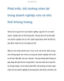 Phát triển, bồi dưỡng nhân tài trong doanh nghiệp vừa và nhỏ