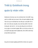 Tìm hiểu Triết lý Goldilock trong quản lý nhân viên