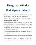 Đúng và sai với nhà lãnh đạo và quản lý