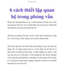 6 cách thiết lập quan hệ trong phỏng vấn