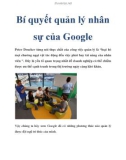 Bí quyết quản lý nhân sự của Google