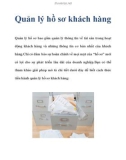 Quản lý hồ sơ khách hàng