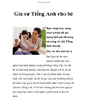 Gia sư Tiếng Anh cho bé