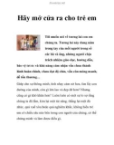 Hãy mở cửa ra cho trẻ em