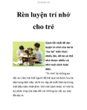 Rèn luyện trí nhớ cho trẻ