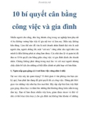 10 bí quyết cân bằng công việc và gia đình