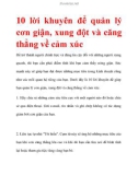 10 lời khuyên để quản lý cơn giận, xung đột và căng thẳng về cảm xúc