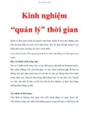 Kinh nghiệm 'quản lý' thời gian