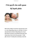 5 bí quyết cho mối quan hệ hạnh phúc