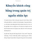 Khuyến khích công bằng trong quản trị nguồn nhân lực