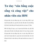 Tư duy 'cân bằng cuộc sống và công việc' cho nhân viên của IBM