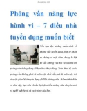 Phỏng vấn năng lực hành vi – 7 điều nhà tuyển dụng muốn biết