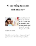 Vì sao chồng bạn quên sinh nhật vợ?