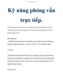 Kỹ năng phỏng vấn trực tiếp