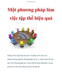 Một phương pháp làm việc tập thể hiệu quả