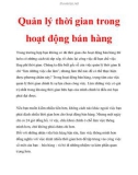 Quản lý thời gian trong hoạt động bán hàng