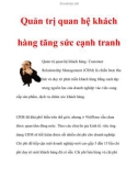 Quản trị quan hệ khách hàng tăng sức cạnh tranh