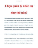 Chọn quản lý nhân sự như thế nào?