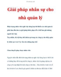 Giải pháp nhân sự cho nhà quản lý