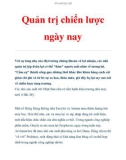 Quản trị chiến lược ngày nay