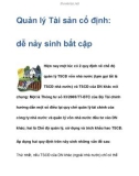 Quản lý Tài sản cố định: dễ nảy sinh bất cập