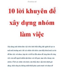 10 lời khuyên để xây dựng nhóm làm việc