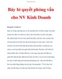 Bảy bí quyết phỏng vấn cho NV Kinh Doanh