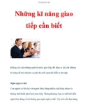 Những kĩ năng giao tiếp cần biết