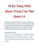 10 Kỹ Năng Mềm Quan Trọng Nhất Của Nhà Quản Lý